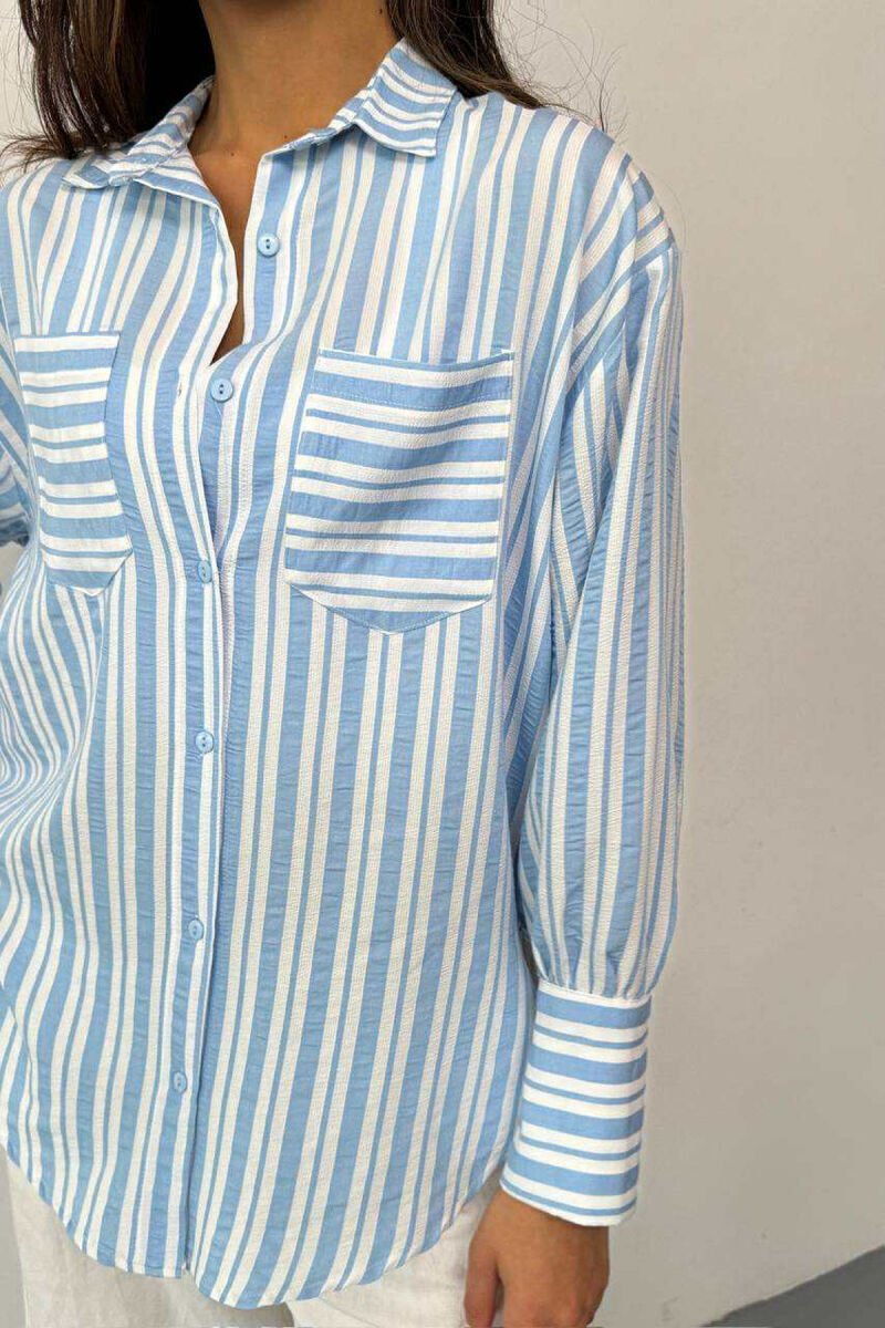 LINES DESIGN FRONT POCKETS WOMAN SHIRTS LIGHTBLUE/BZ - 2