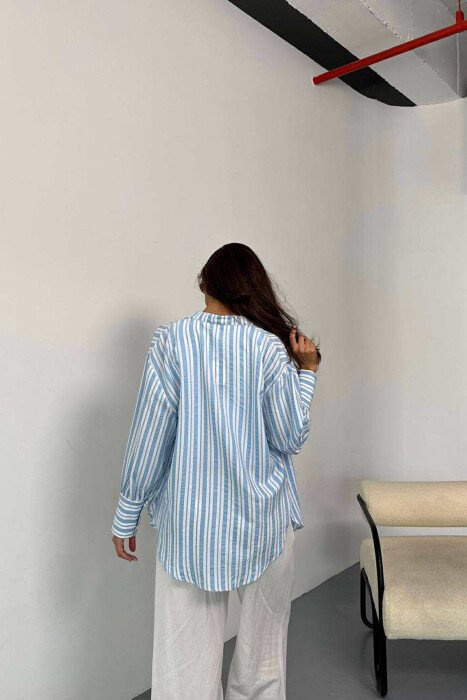 LINES DESIGN FRONT POCKETS WOMAN SHIRTS LIGHTBLUE/BZ - 3