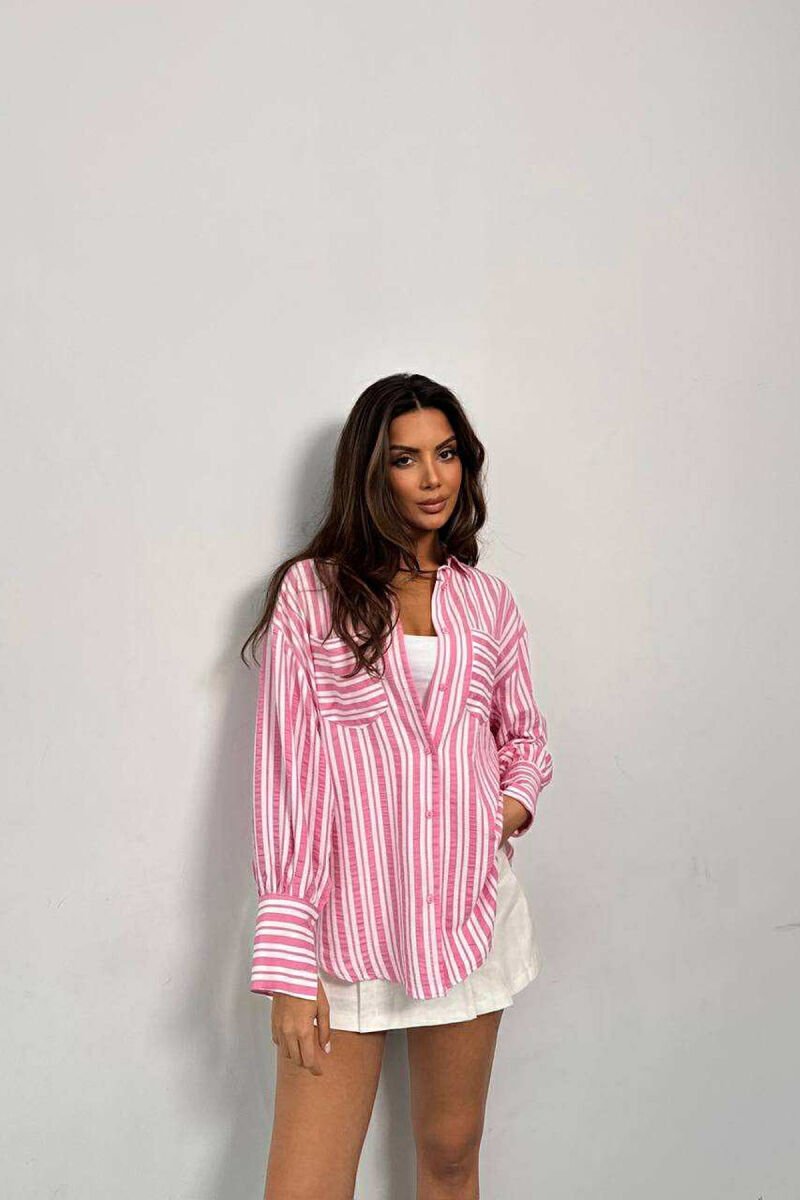LINES DESIGN FRONT POCKETS WOMAN SHIRTS PINK/ROZE - 2
