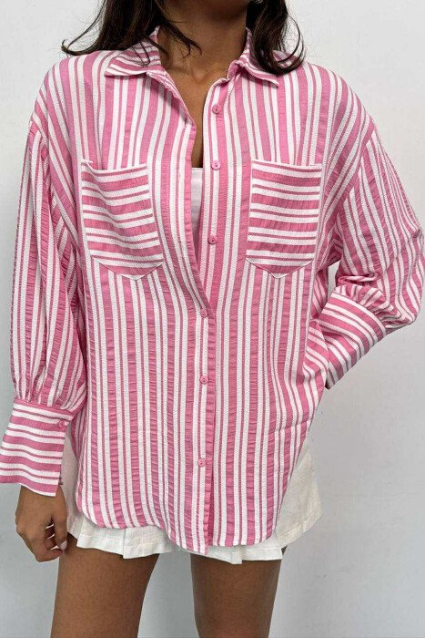 LINES DESIGN FRONT POCKETS WOMAN SHIRTS PINK/ROZE - 4