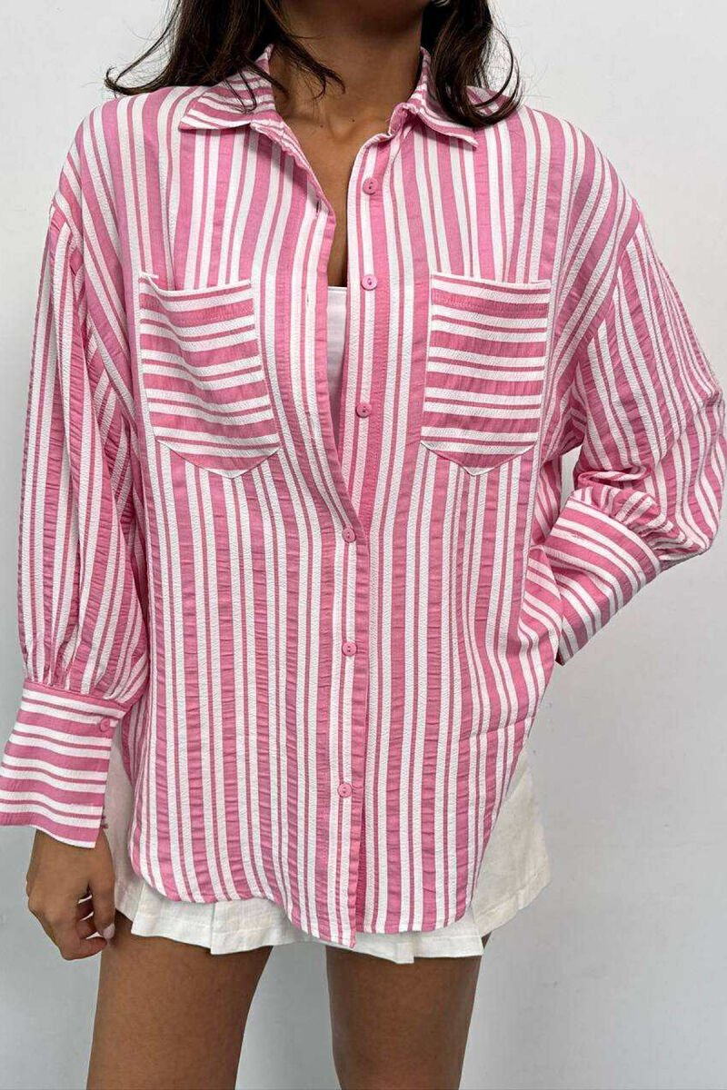 LINES DESIGN FRONT POCKETS WOMAN SHIRTS PINK/ROZE - 4