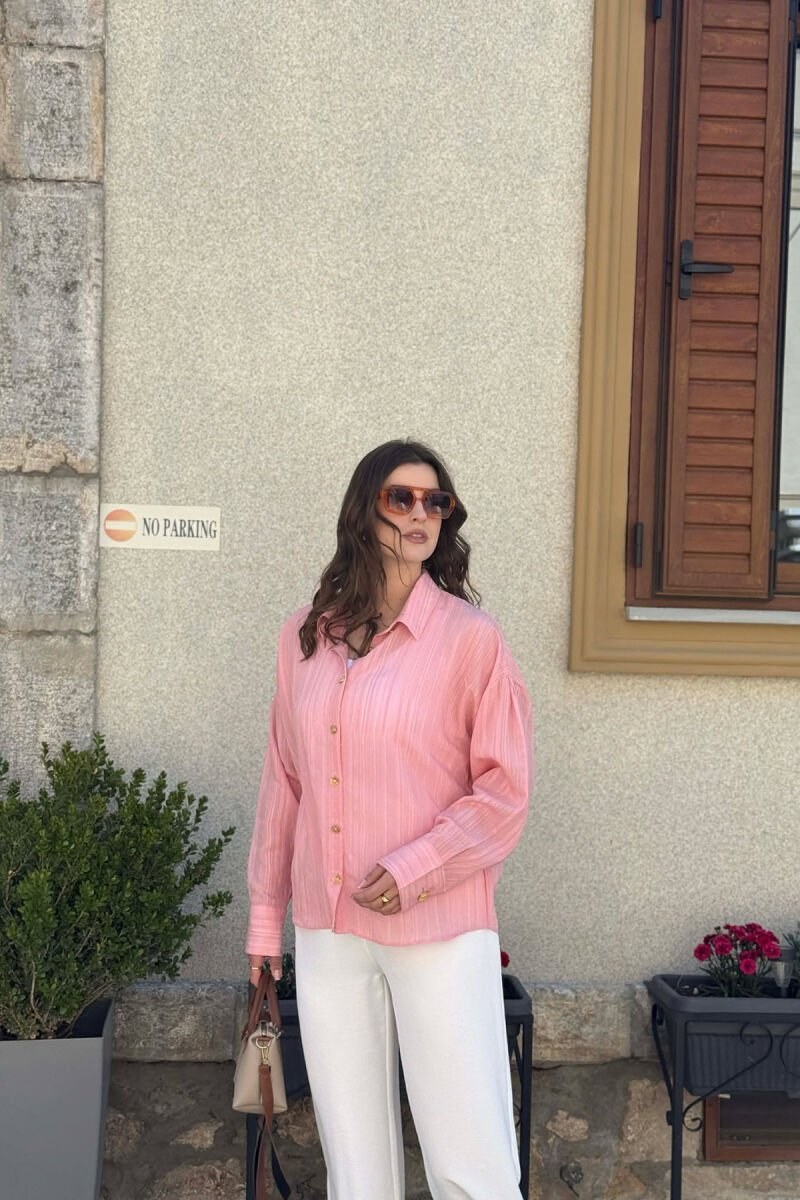 LINES DESIGN GOLD BUTTONS WOMAN SHIRT POWDER/PUDER - 1