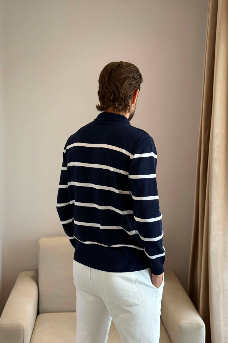 LINES DESIGN POLO NECK MEN SWEATER BLUE/BLU - 2