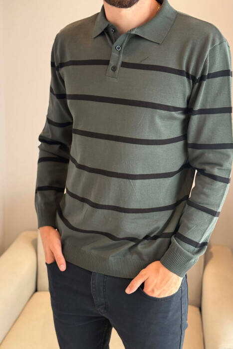 LINES DESIGN POLO NECK MEN SWEATER GREEN/JESHILE - 2