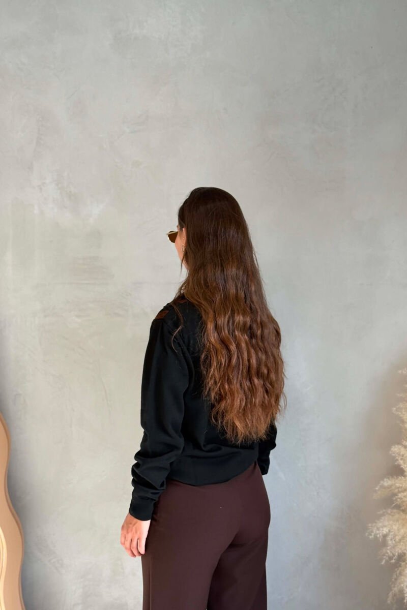 LINES DESIGN POLO NECK WOMAN SWEATER BLACK/ E ZEZE - 2