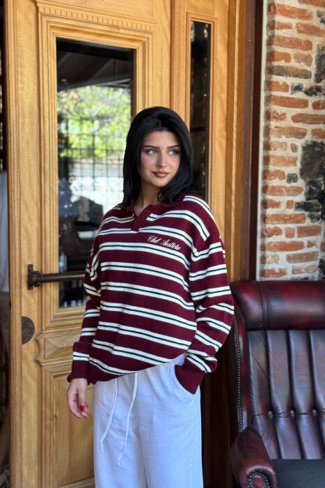LINES DESIGN POLO NECK WOMAN SWEATER BURGUNDY/VISHNJE 