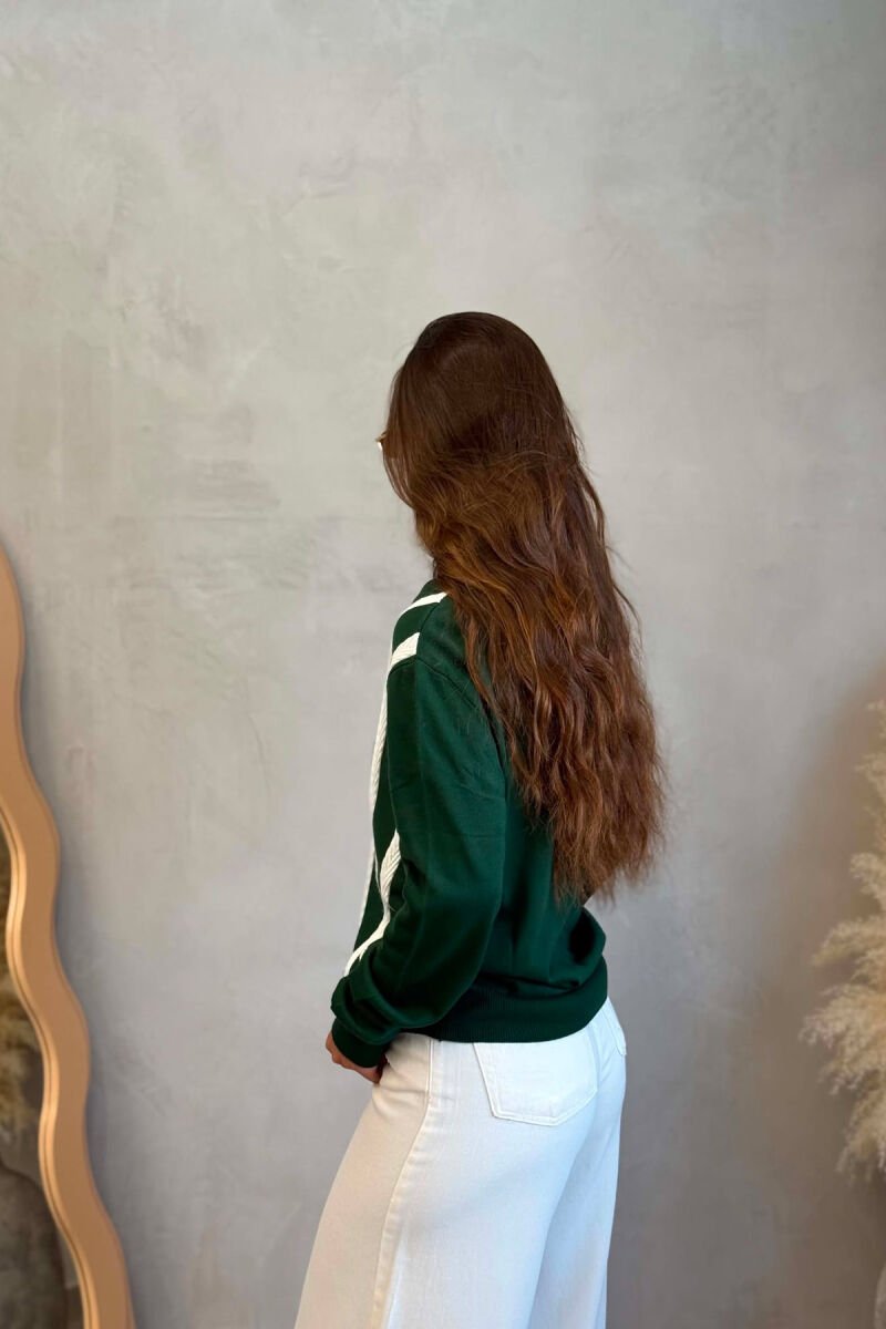 LINES DESIGN POLO NECK WOMAN SWEATER GREEN/JESHILE - 3