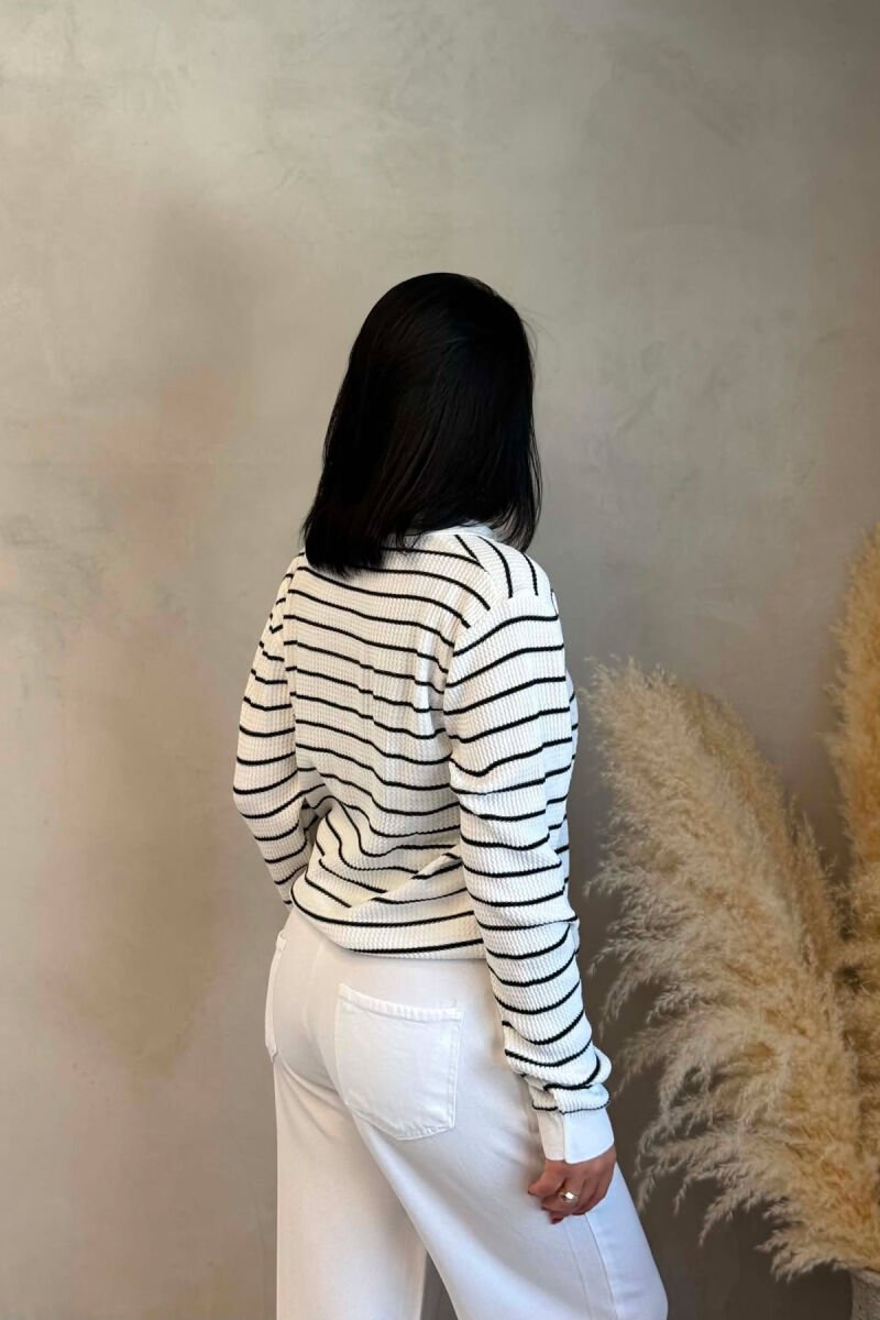 LINES DESIGN POLO NECK WOMAN SWEATER WHITE-E BARDHE - 4