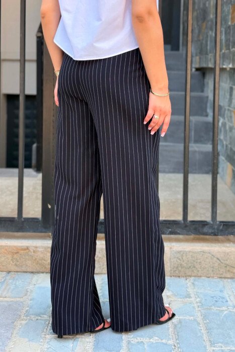 LINES DESIGN SEMI ELASTIC WAIST WOMAN TROUSERS BLACK/ E ZEZE - 5