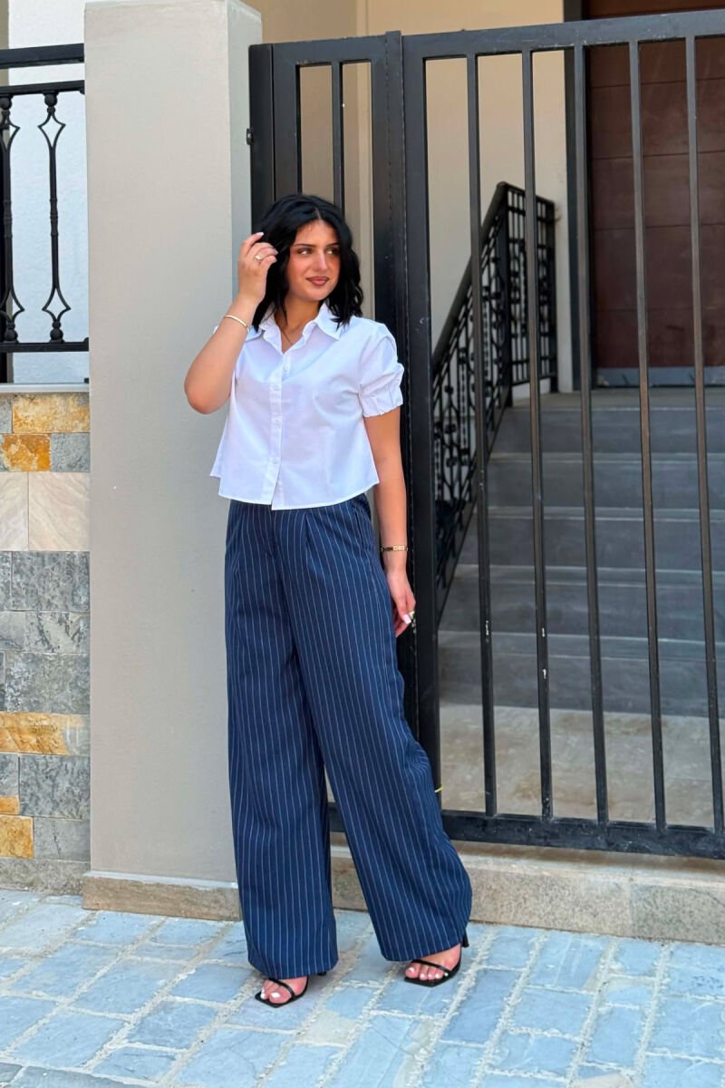 LINES DESIGN SEMI ELASTIC WAIST WOMAN TROUSERS BLUE/BLU - 2