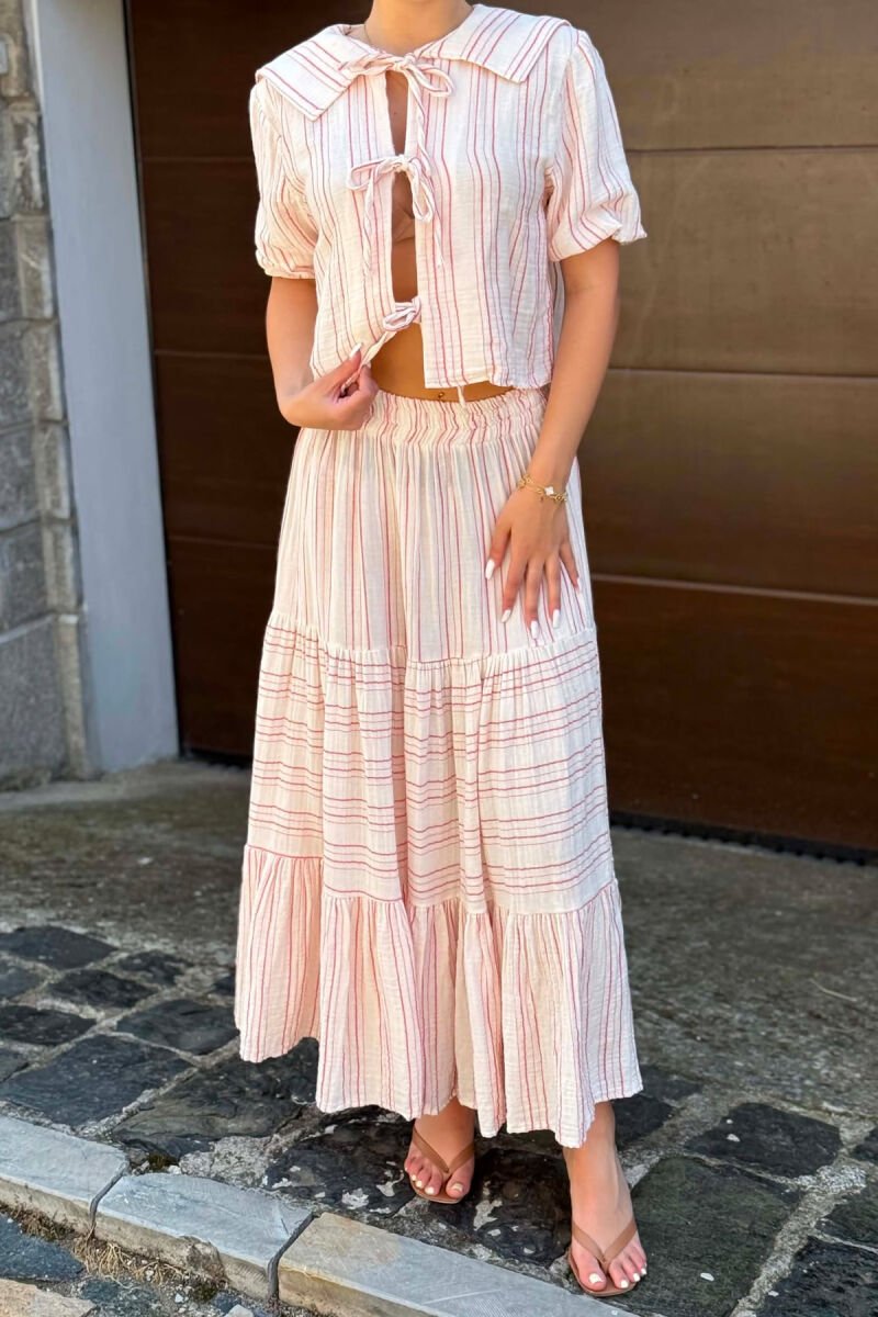 LINES DESIGN SHIRT + SKIRT WOMAN SET PINK/ROZE - 2
