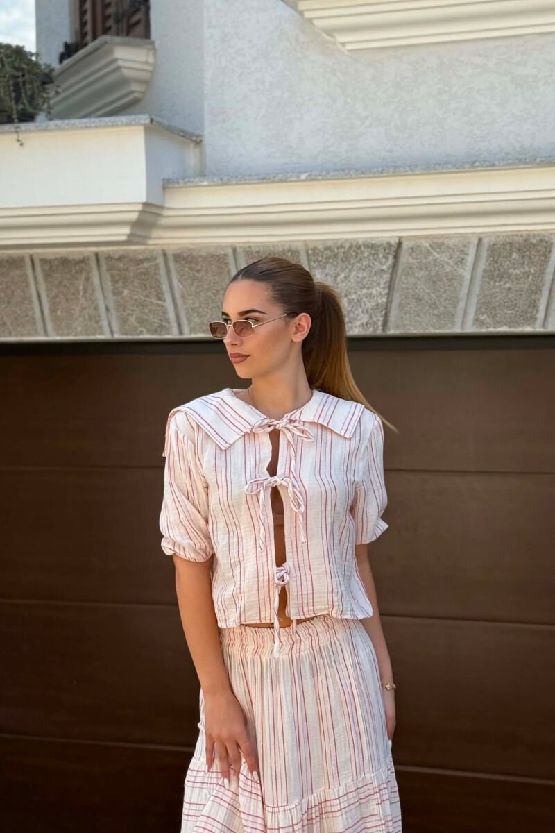 LINES DESIGN SHIRT + SKIRT WOMAN SET PINK/ROZE - 3