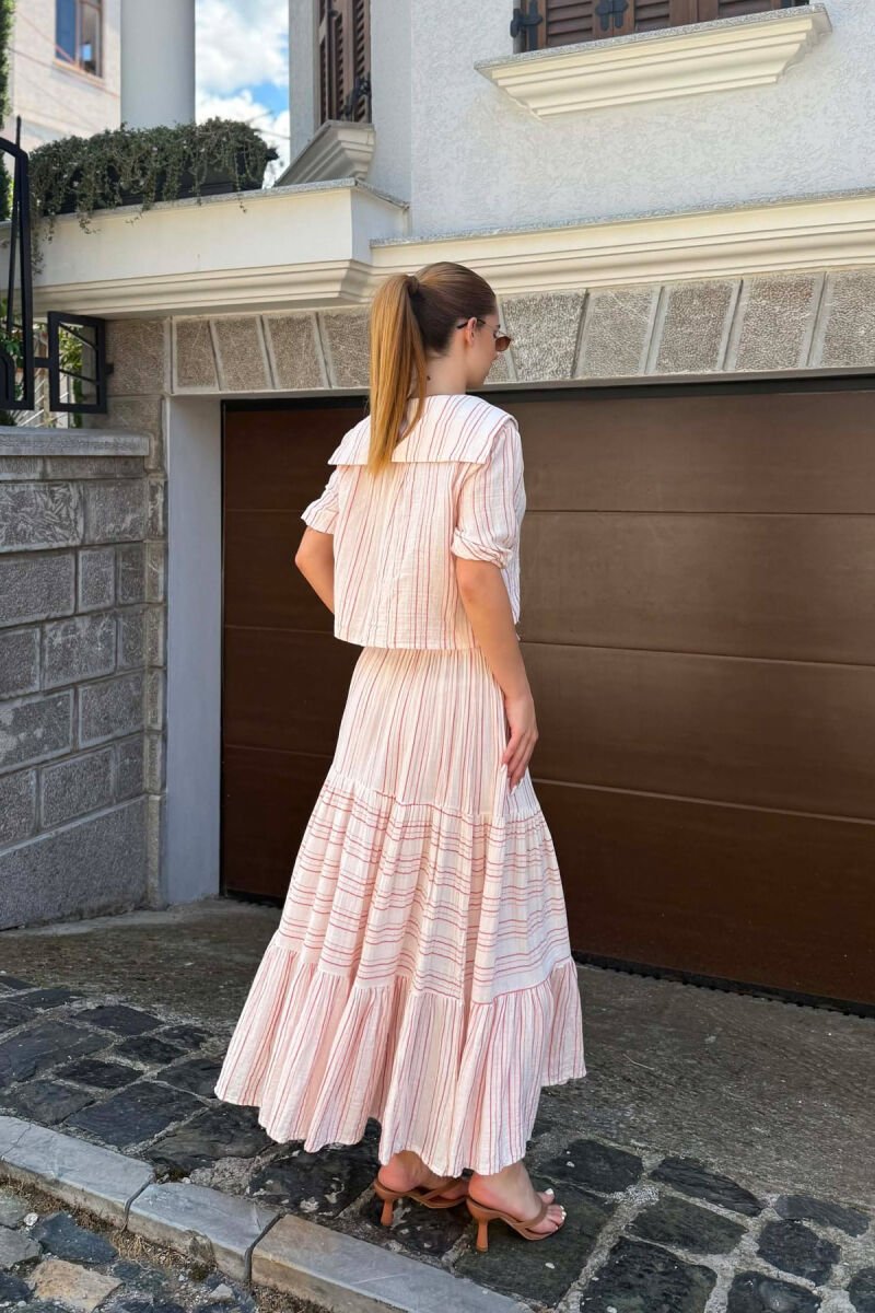 LINES DESIGN SHIRT + SKIRT WOMAN SET PINK/ROZE - 5