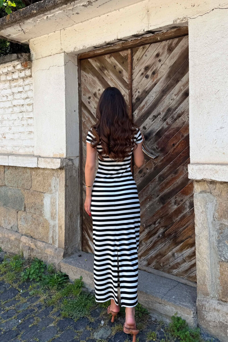 LINES DESIGN SHORT SLEEVE WOMAN DRESS BLACK/ E ZEZE - 10