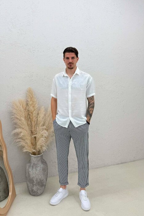 LINES DESIGN SIMPLE MEN PANTS BLACK-WHITE/ZEBA - 1