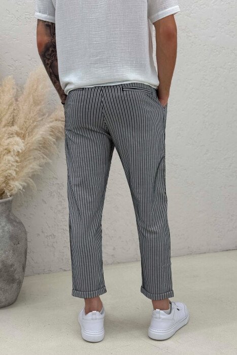 LINES DESIGN SIMPLE MEN PANTS BLACK-WHITE/ZEBA - 4