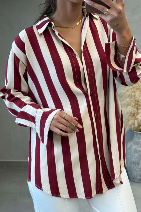 LINES DESIGN SIMPLE WOMAN SHIRT BURGUNDY/VISHNJE - 2