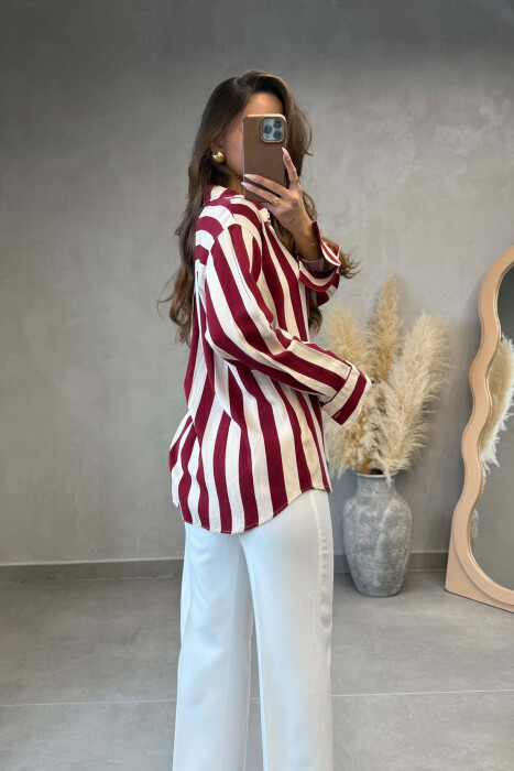 LINES DESIGN SIMPLE WOMAN SHIRT BURGUNDY/VISHNJE - 4