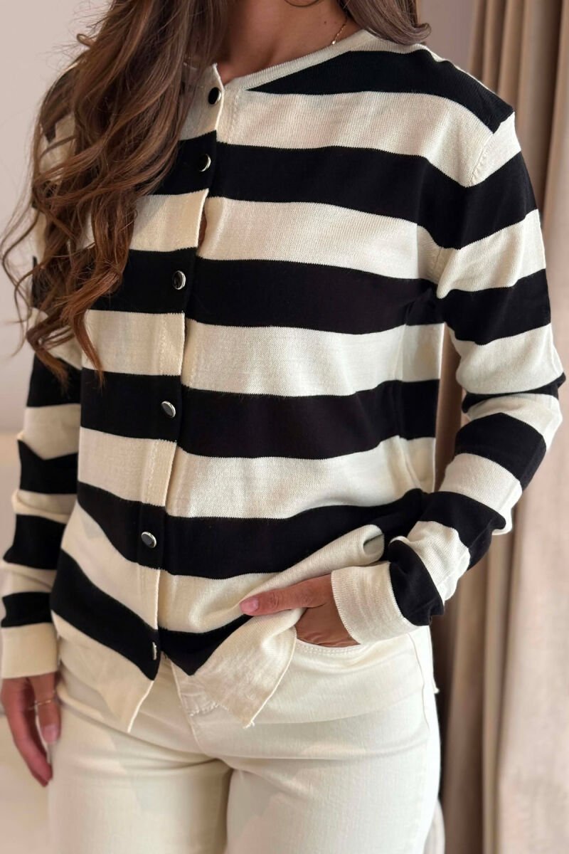 LINES DESIGN SIMPLE WOMAN CARDIGAN BLACK/ E ZEZE - 2