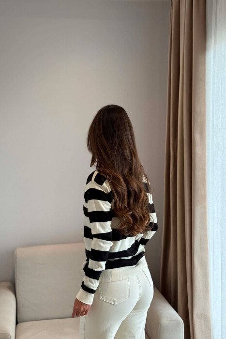 LINES DESIGN SIMPLE WOMAN CARDIGAN BLACK/ E ZEZE - 3