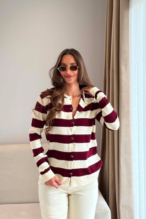 LINES DESIGN SIMPLE WOMAN CARDIGAN BURGUNDY/VISHNJE - 