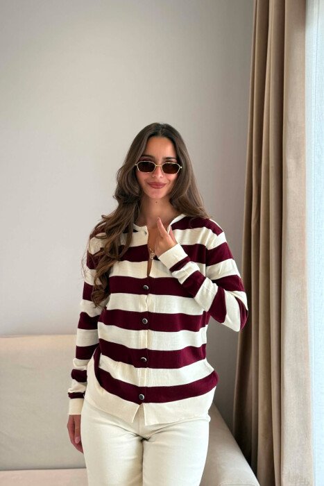 LINES DESIGN SIMPLE WOMAN CARDIGAN BURGUNDY/VISHNJE - 2