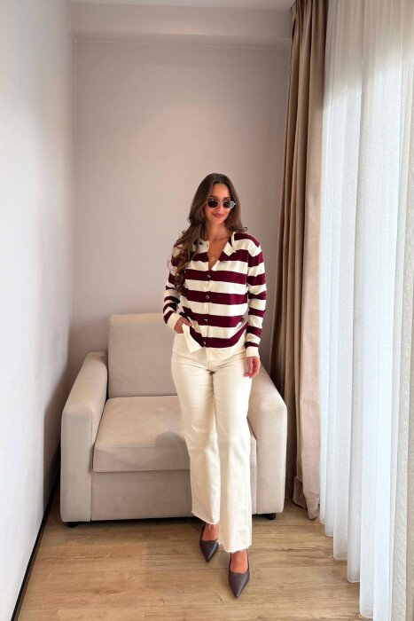 LINES DESIGN SIMPLE WOMAN CARDIGAN BURGUNDY/VISHNJE - 5