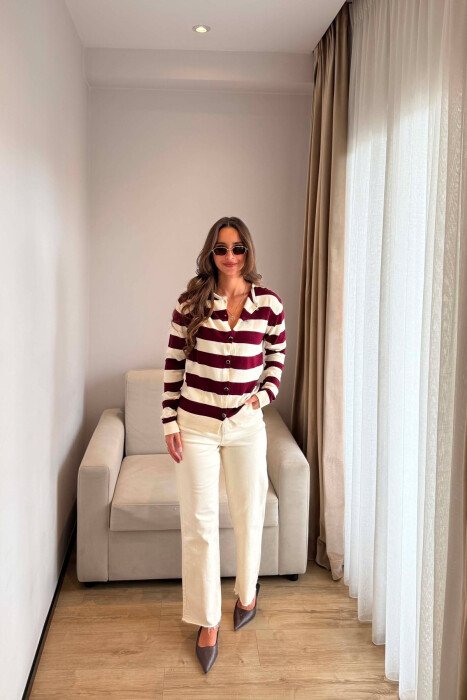 LINES DESIGN SIMPLE WOMAN CARDIGAN BURGUNDY/VISHNJE - 6