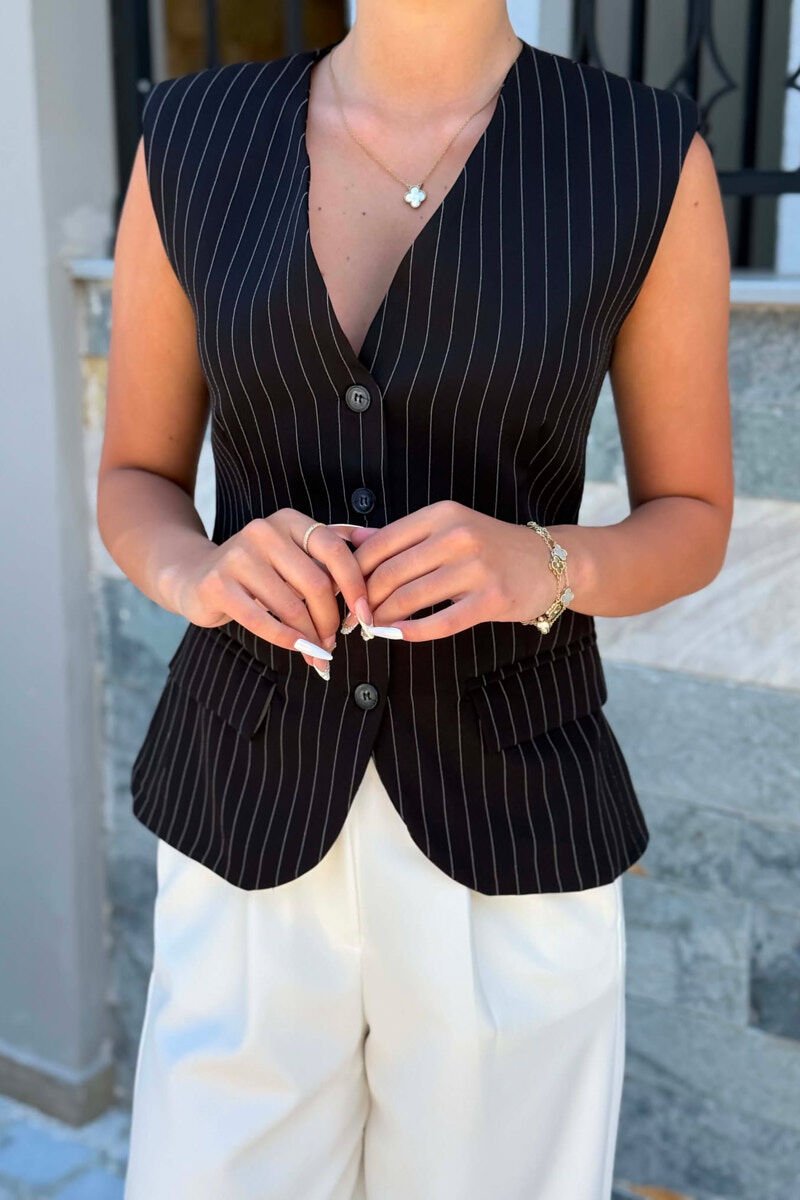 LINES DESIGN SIMPLE WOMAN VEST BLACK/ E ZEZE - 3
