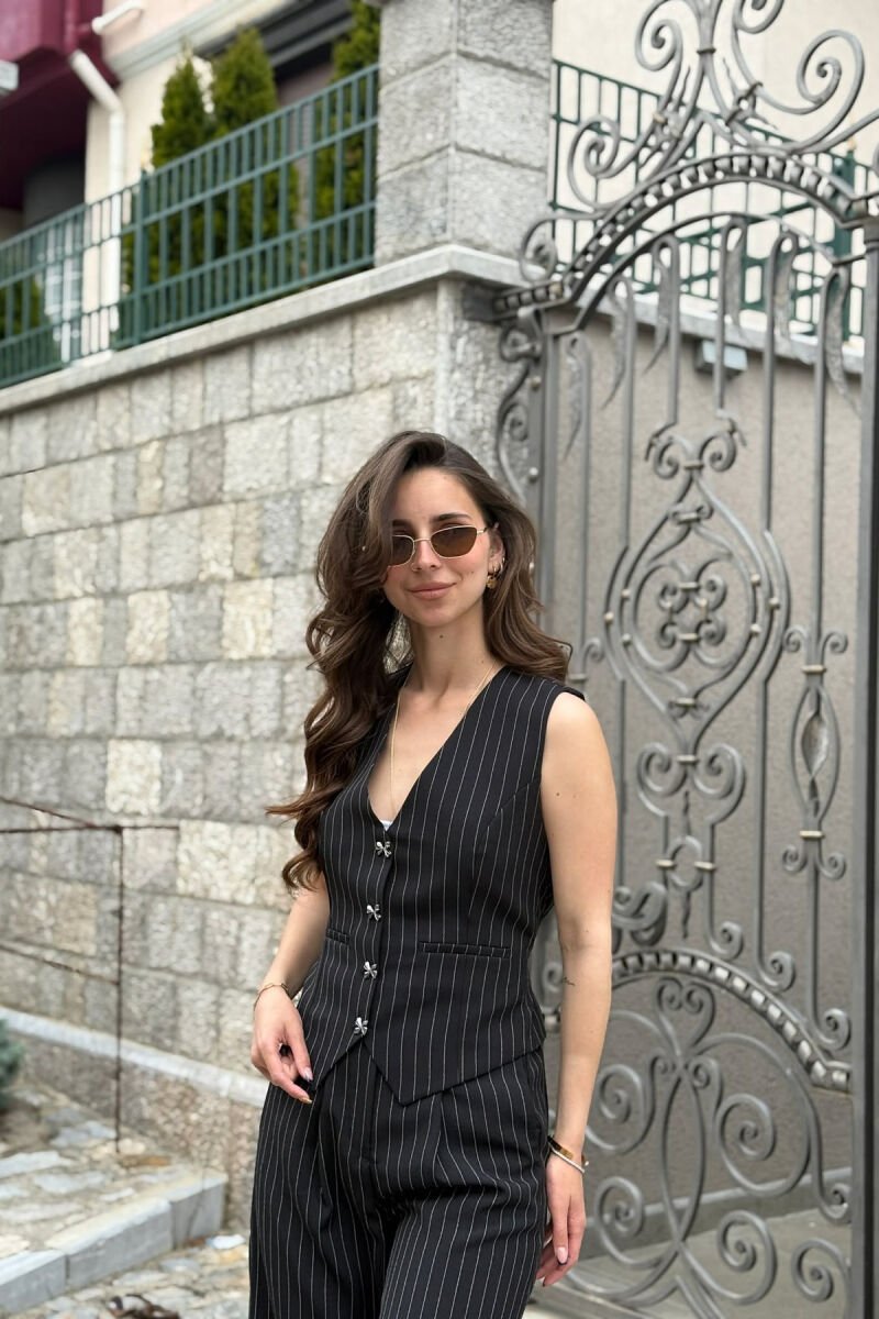 LINES DESIGN VEST + TROUSERS WOMAN SET BLACK/ E ZEZE - 3
