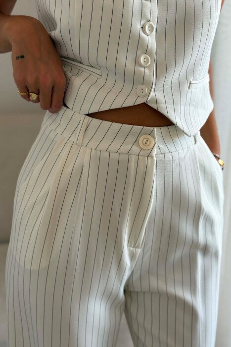 LINES DESIGN VEST +TROUSERS WOMAN SET WHITE-E BARDHE - 4