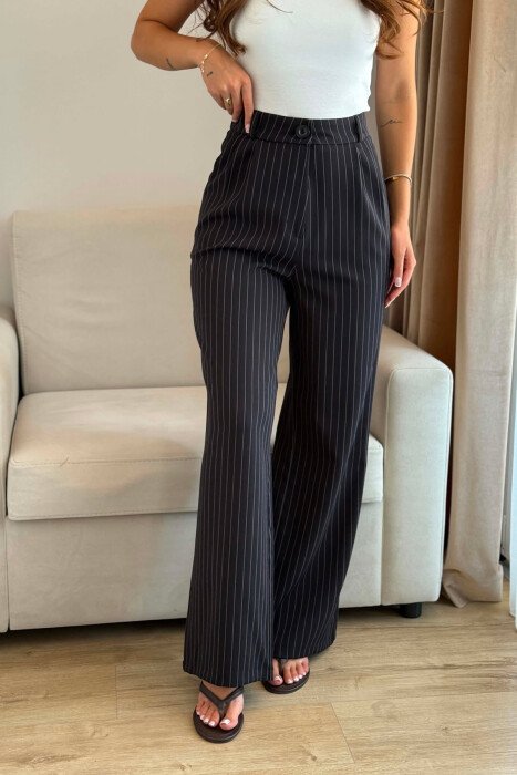 LINES DESIGN WIDE LEG WOMAN TROUSERS BLACK/ E ZEZE - 2