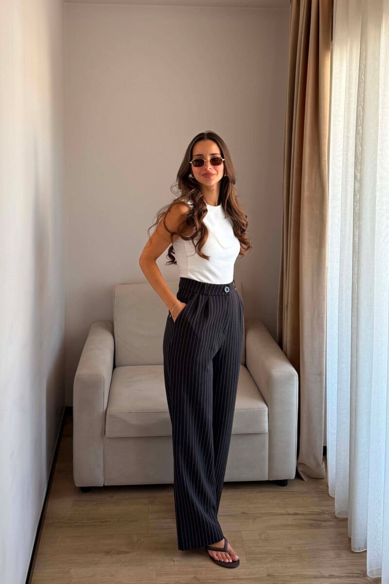 LINES DESIGN WIDE LEG WOMAN TROUSERS BLACK/ E ZEZE - 4