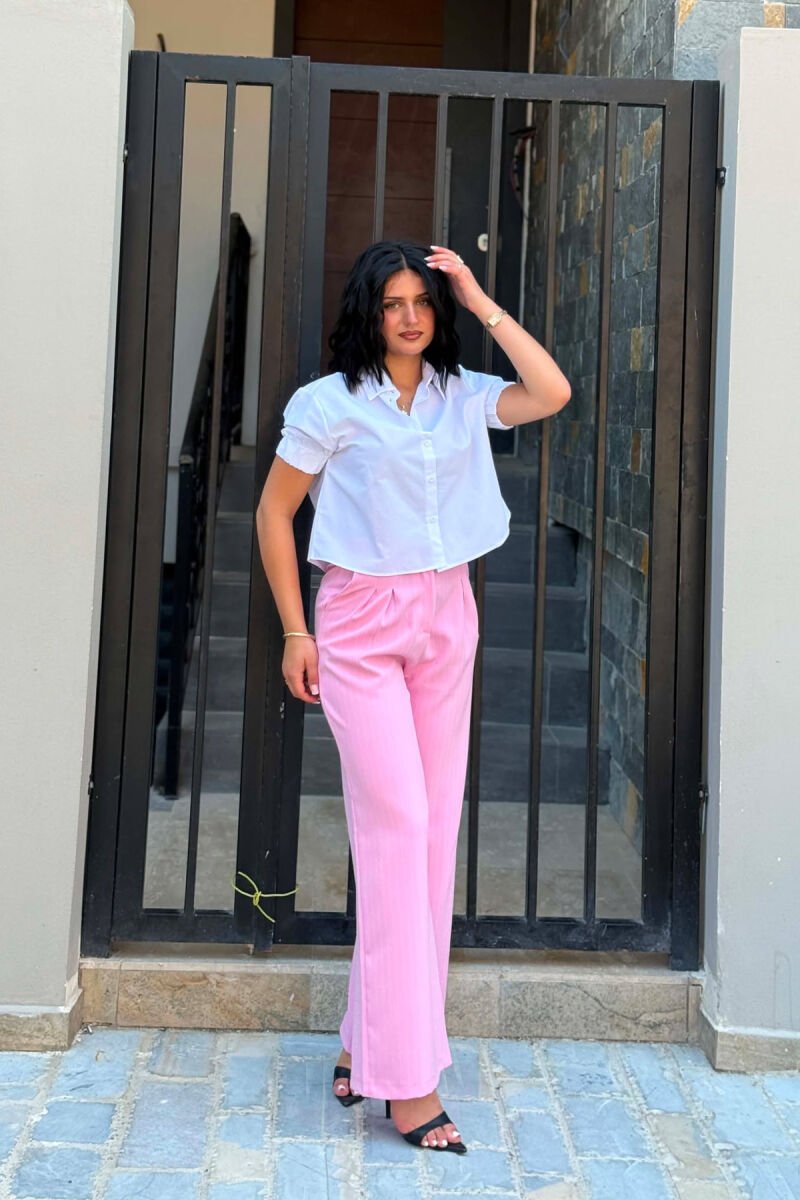 LINES DESIGN WIDE LEG WOMAN TROUSERS PINK/ROZE - 2