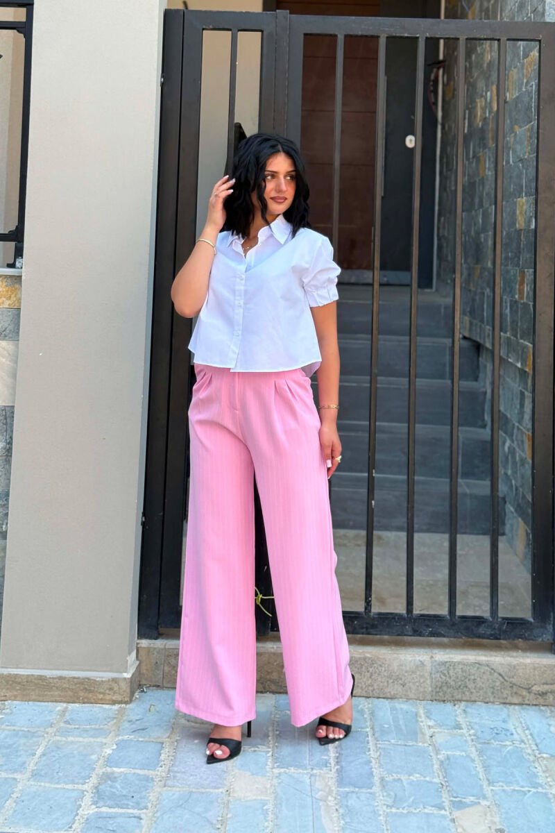 LINES DESIGN WIDE LEG WOMAN TROUSERS PINK/ROZE - 4