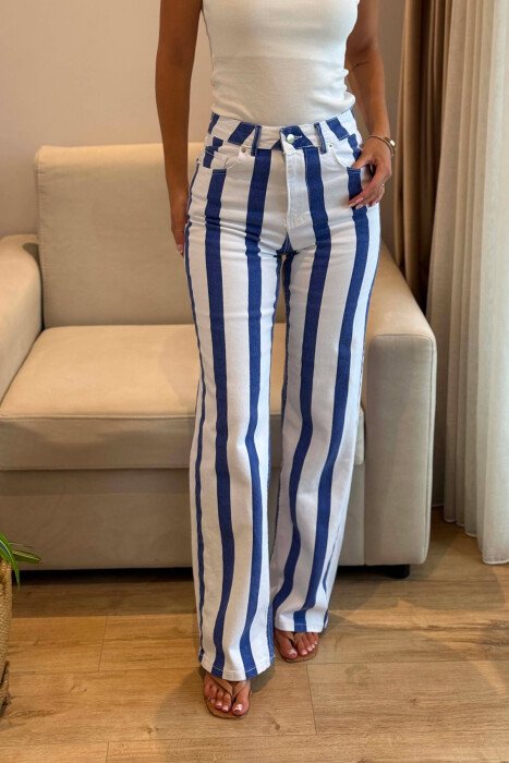 LINES DESIGN WOMAN JEANS WHITE-BLUE/BABL - 3