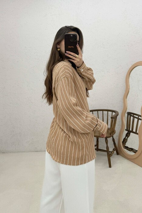 LINES DESIGN WOMAN SHIRT BEIGE/BEZHE - 3