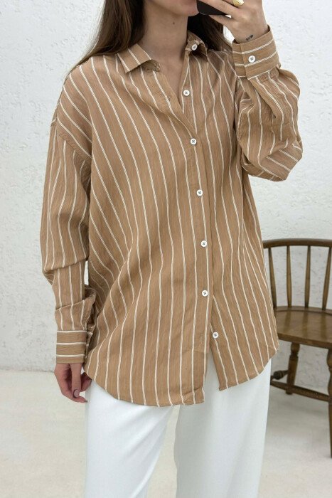 LINES DESIGN WOMAN SHIRT BEIGE/BEZHE - 4