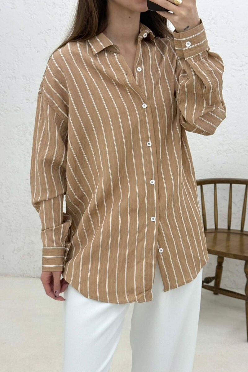 LINES DESIGN WOMAN SHIRT BEIGE/BEZHE - 4