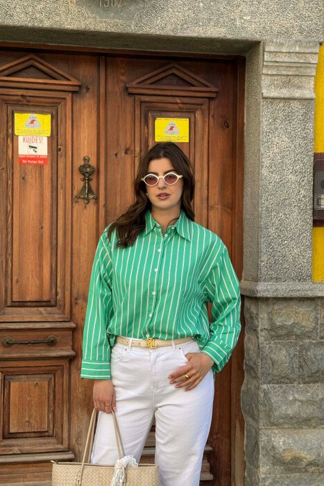 LINES DESIGN WOMAN SHIRT GREEN/JESHILE - 3