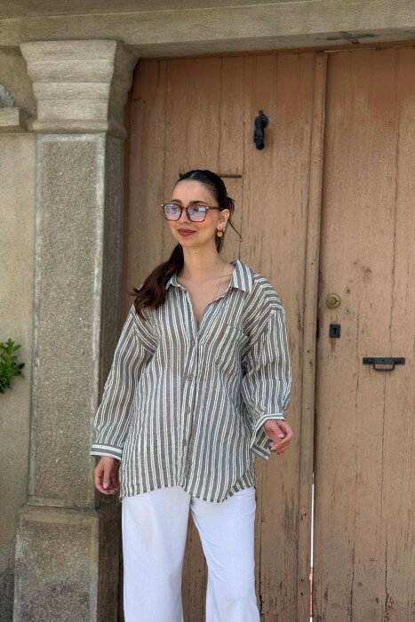 LINES DESIGN WOMAN SHIRT GREY/GRI - KLAUDIO FASHION