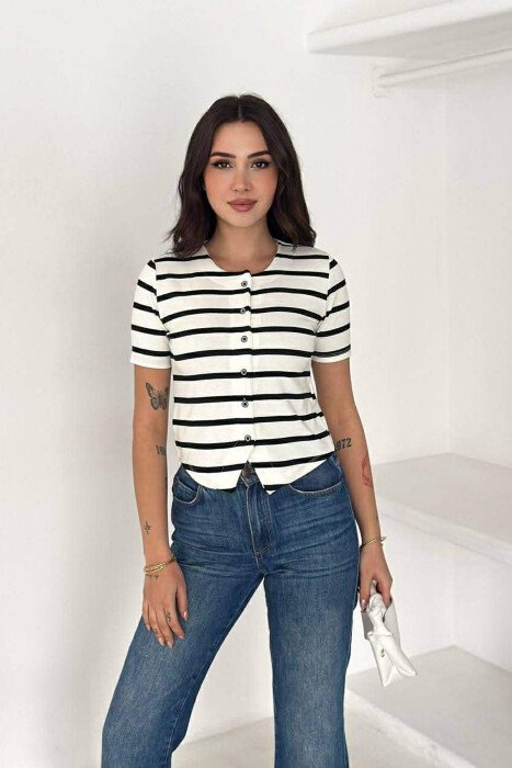 LINES DESIGN WOMAN T-SHIRT WHITE-E BARDHE 