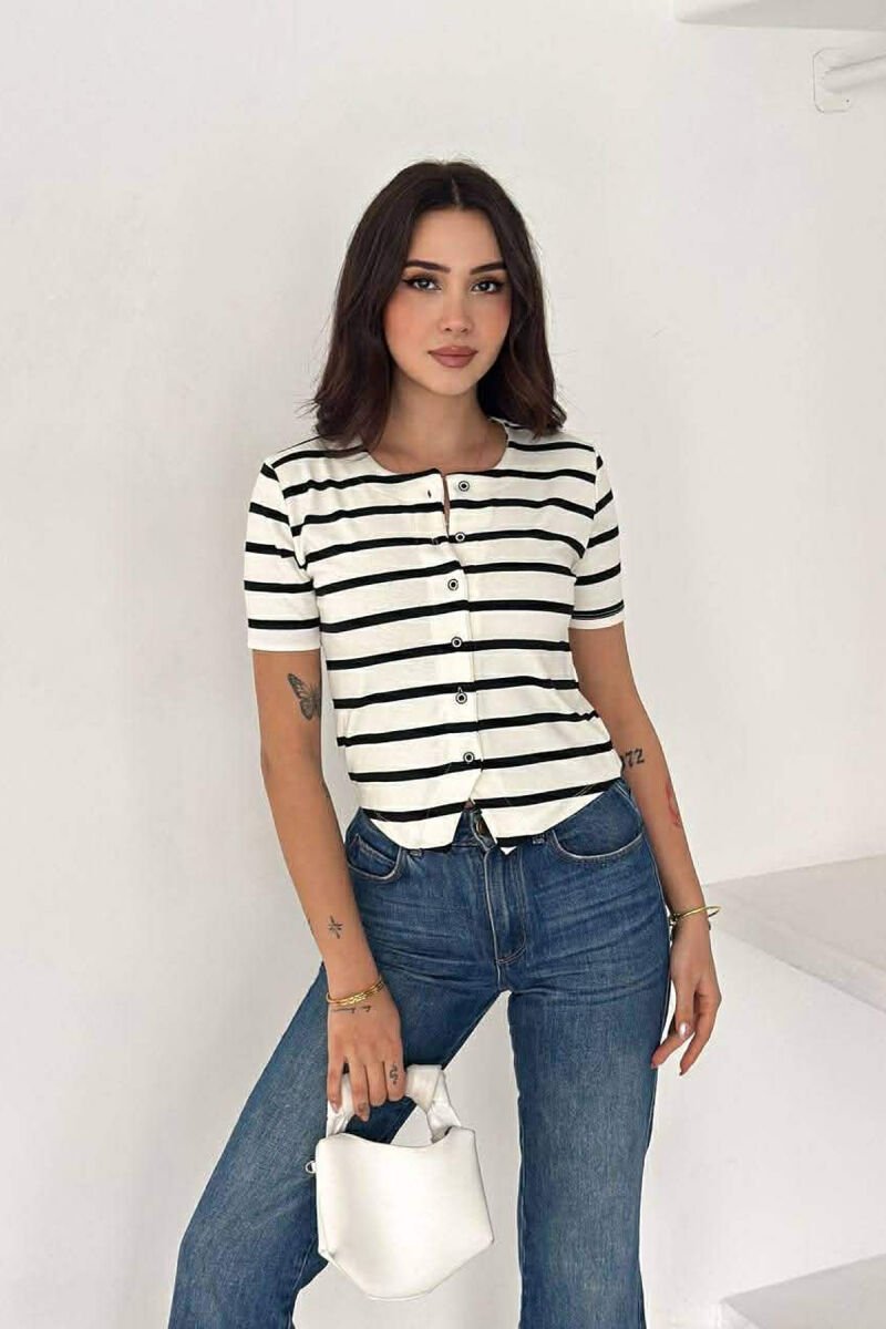 LINES DESIGN WOMAN T-SHIRT WHITE-E BARDHE - 2