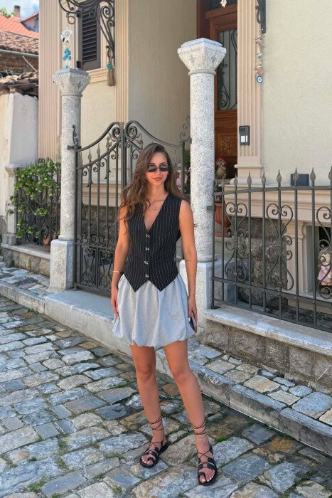 LINES DESIGN WOMAN VEST BLACK/ E ZEZE - 1