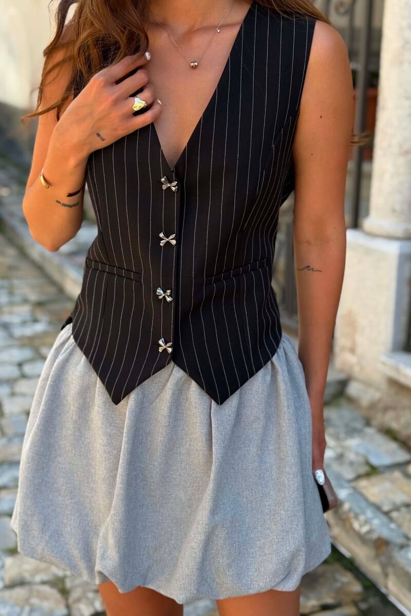 LINES DESIGN WOMAN VEST BLACK/ E ZEZE - 2