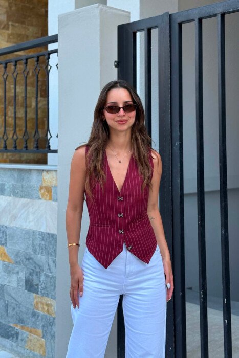 LINES DESIGN WOMAN VEST BURGUNDY/VISHNJE - 5