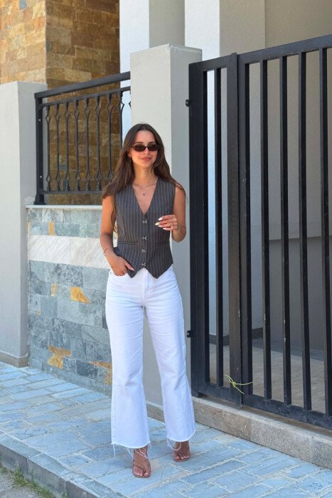 LINES DESIGN WOMAN VEST DARK GREY/GEE 