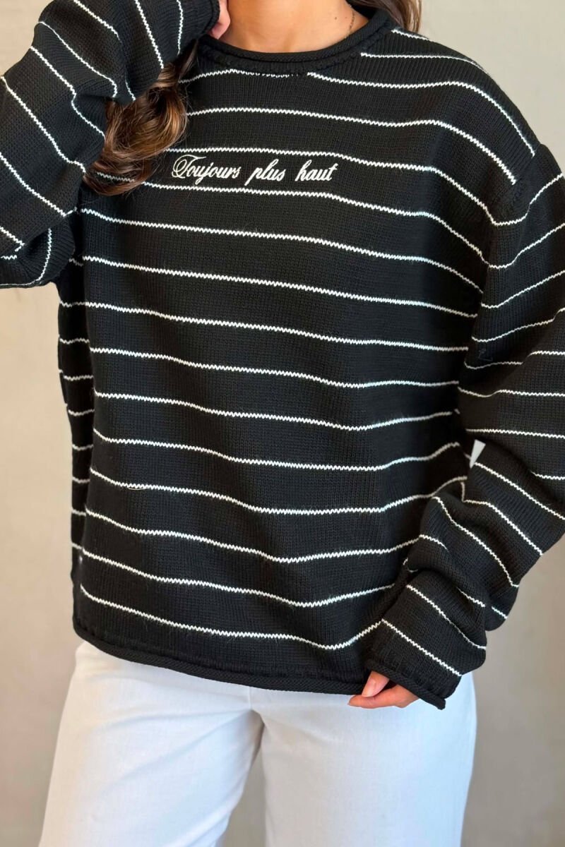 LINES DESIGN WRITTINGS WOMAN SWEATER BLACK/ E ZEZE - 2