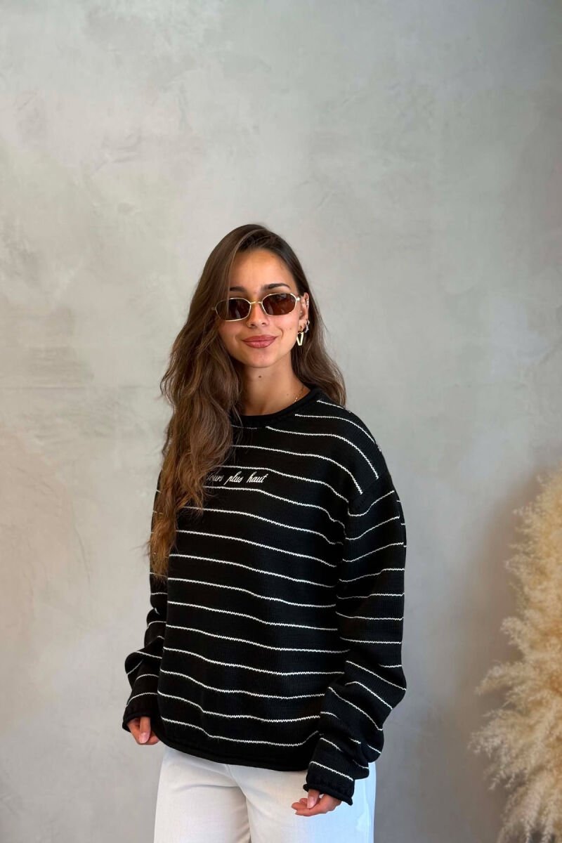 LINES DESIGN WRITTINGS WOMAN SWEATER BLACK/ E ZEZE - 3