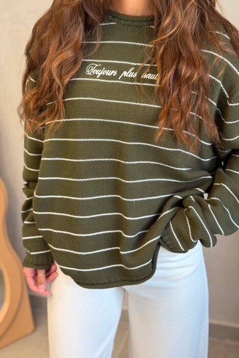 LINES DESIGN WRITTINGS WOMAN SWEATER GREEN/JESHILE - 2